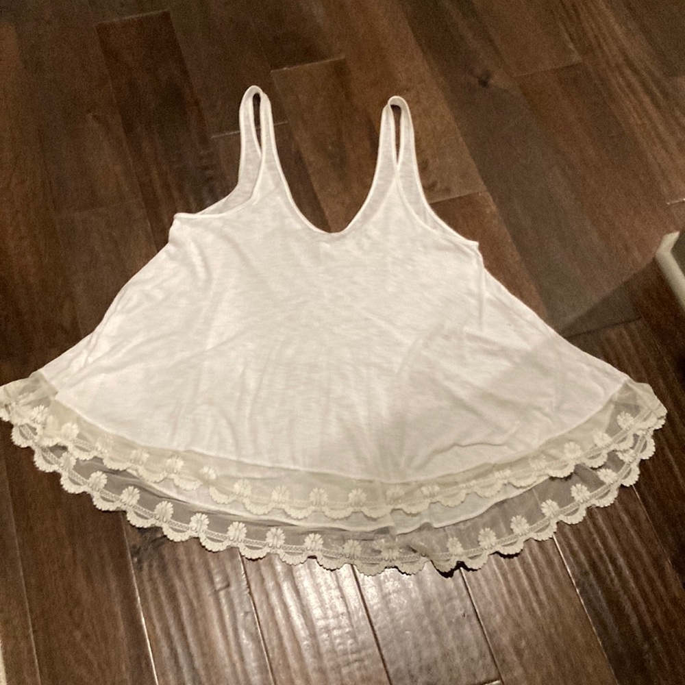 PPLA white lace bottom tunic tank